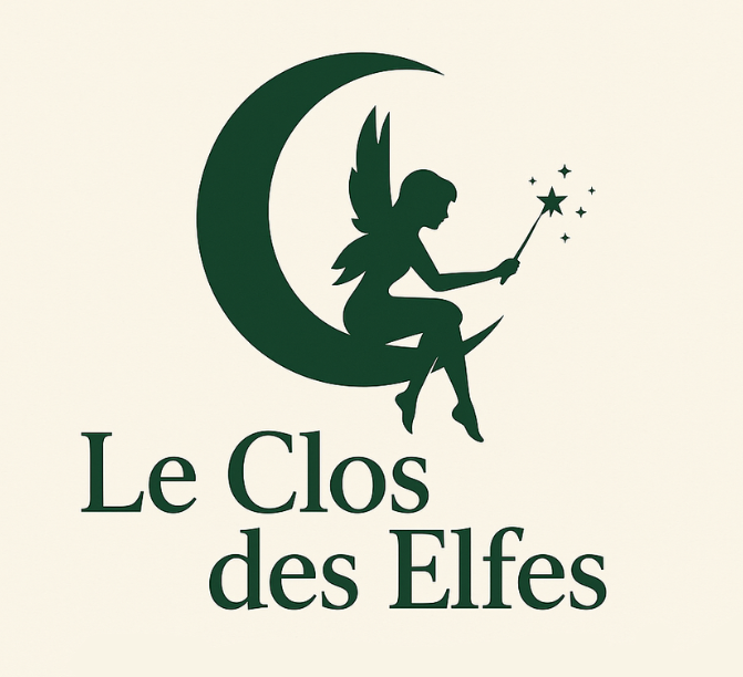 Logo du Clos des Elfes, fée et croissant de lune